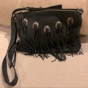 Rebecca Minkoff Black Leather Fringed Cross Body Bag🖤